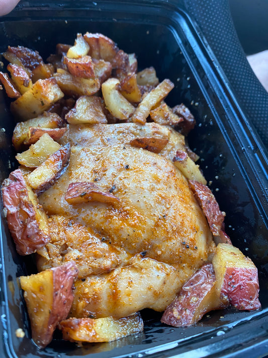 Honey BBQ chicken things & Garlic taters
