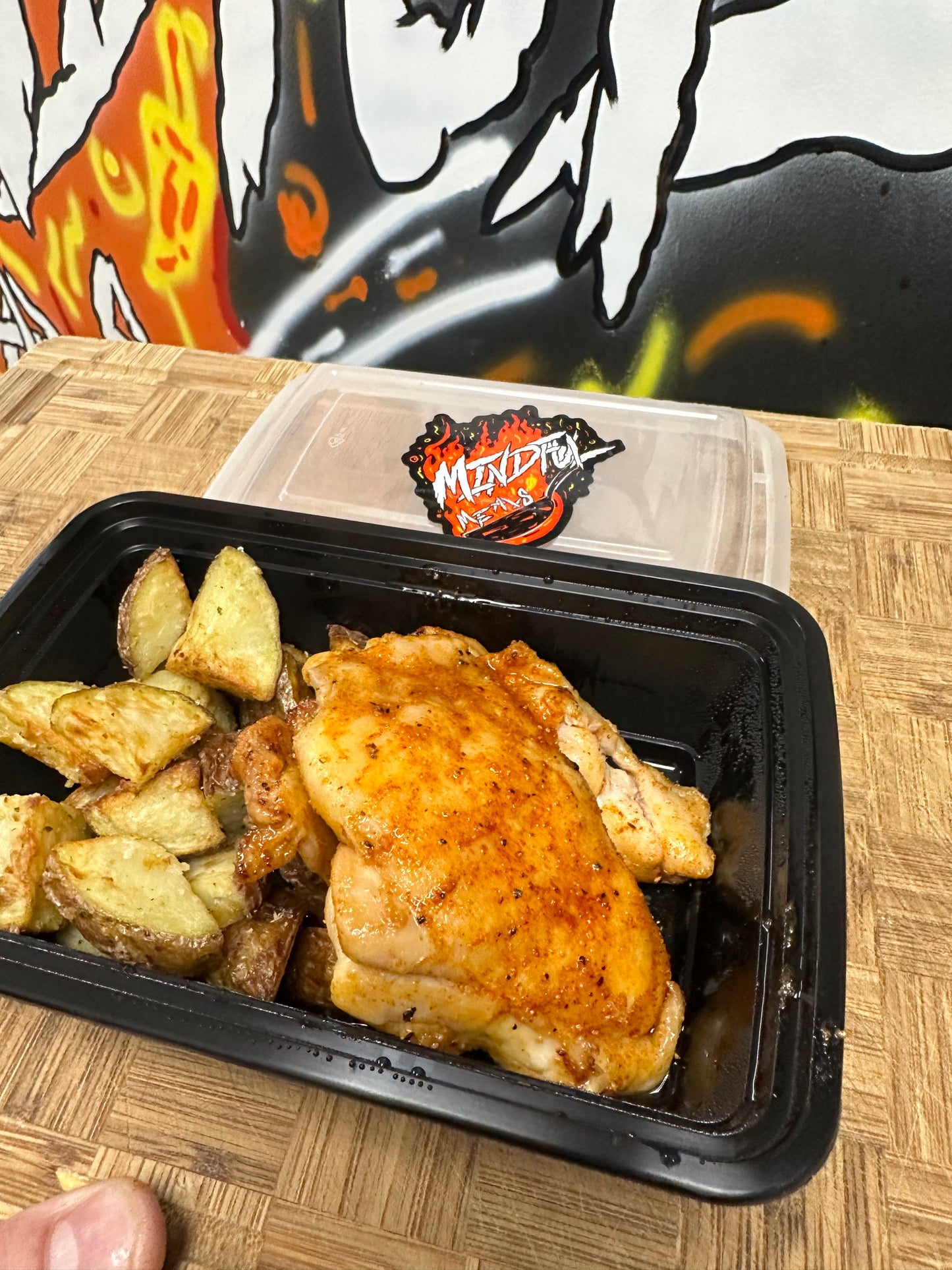 Honey BBQ chicken things & Garlic taters